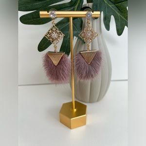 Flirty Dusty Pink Dangle Earrings - Elegant Pink Feather Dangle Earrings